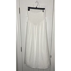 Uryiao Women's Strapless‎ Midi Dress White Size Small New